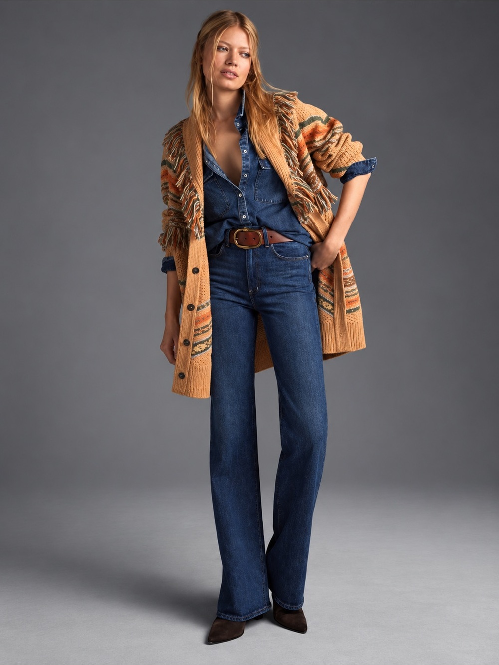 By Anthropologie Fringed Cardigan Sweater